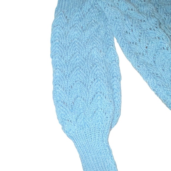 vintage hand knitted open weave blue sweater - Picture 5 of 5